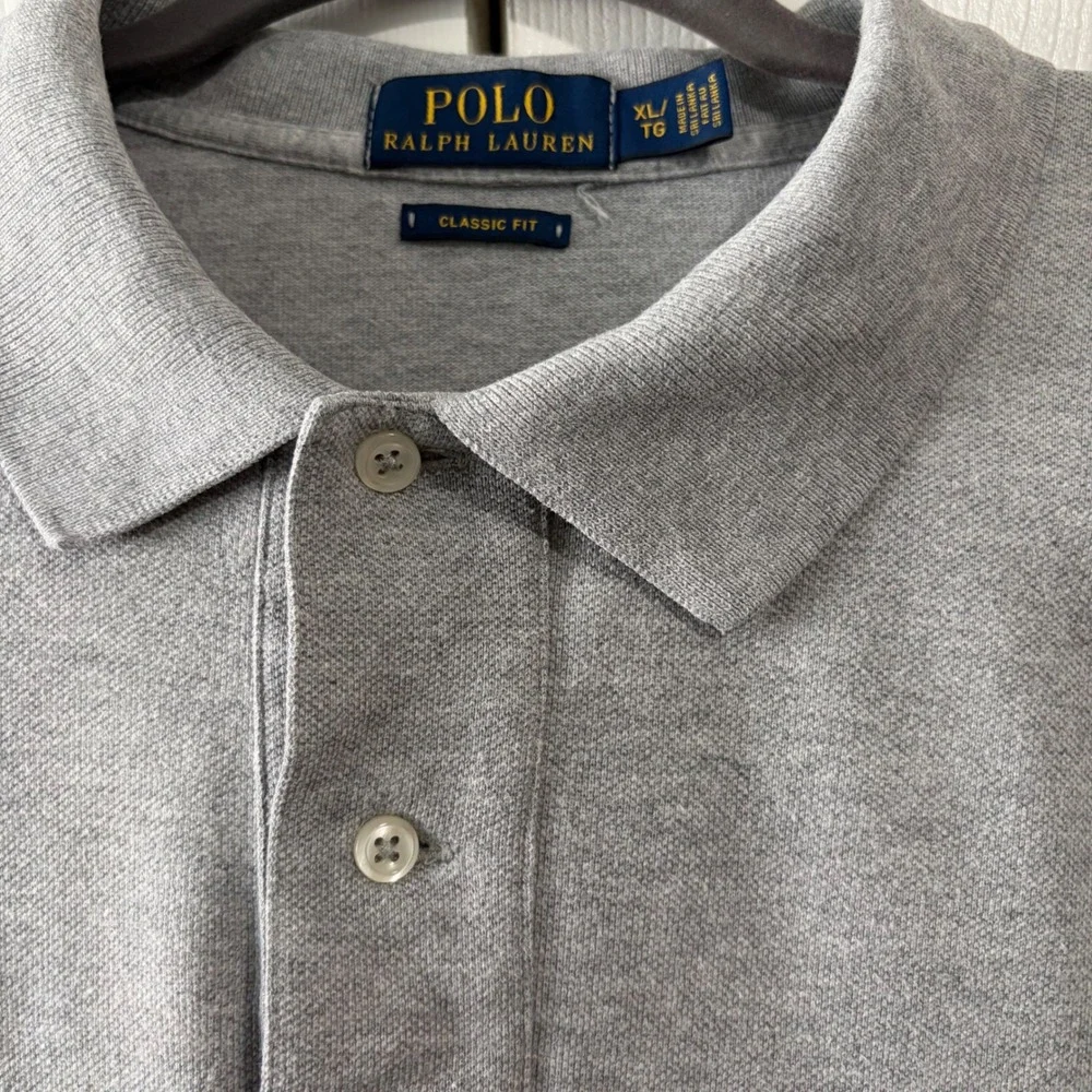 Polo Ralph Lauren Mens XL Classic Fit Short Sleeve Pique Polo Shirt Gray Heather